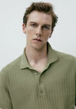 Massimo Dutti Vertical Textured - Polo Shirt - Khaki -Massimo Dutti Shop cc05e08a237a46f3b9c197bfefba63bf