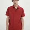Massimo Dutti Short Sleeve Diagonal Micro - Polo Shirt - Red -Massimo Dutti Shop cca280d2dc4b488d868ebbc213827049