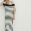 Massimo Dutti Striped With Contrast Boat Neck - Maxi Dress -Massimo Dutti Shop ccb3f60b32fe4c01932cfa6fc1715836