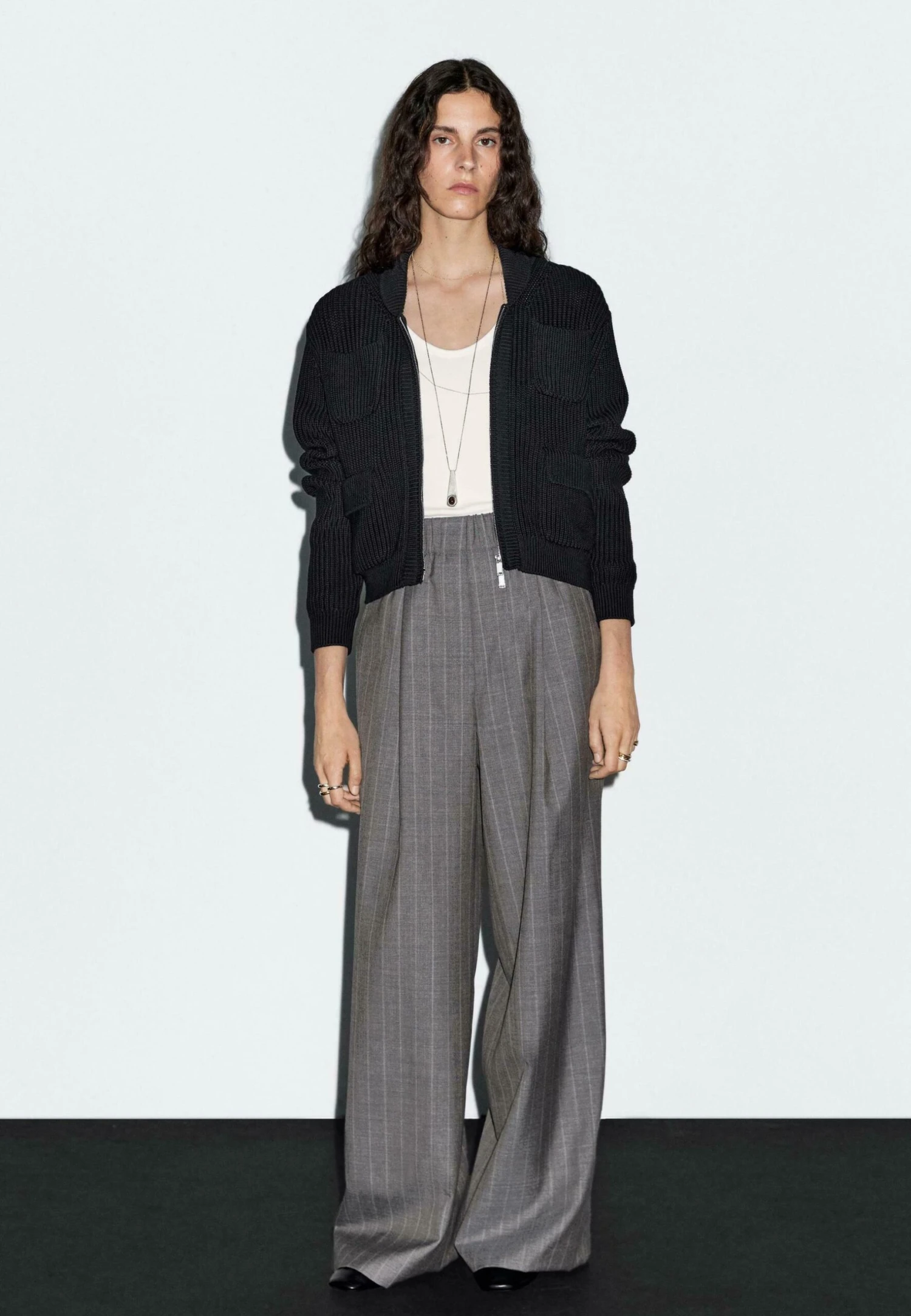 Massimo Dutti ZIP-UP HIGH COLLAR - Cardigan - Dark Blue 4 Massimo Dutti ZIP-UP HIGH COLLAR - Cardigan - Dark Blue - Image 2