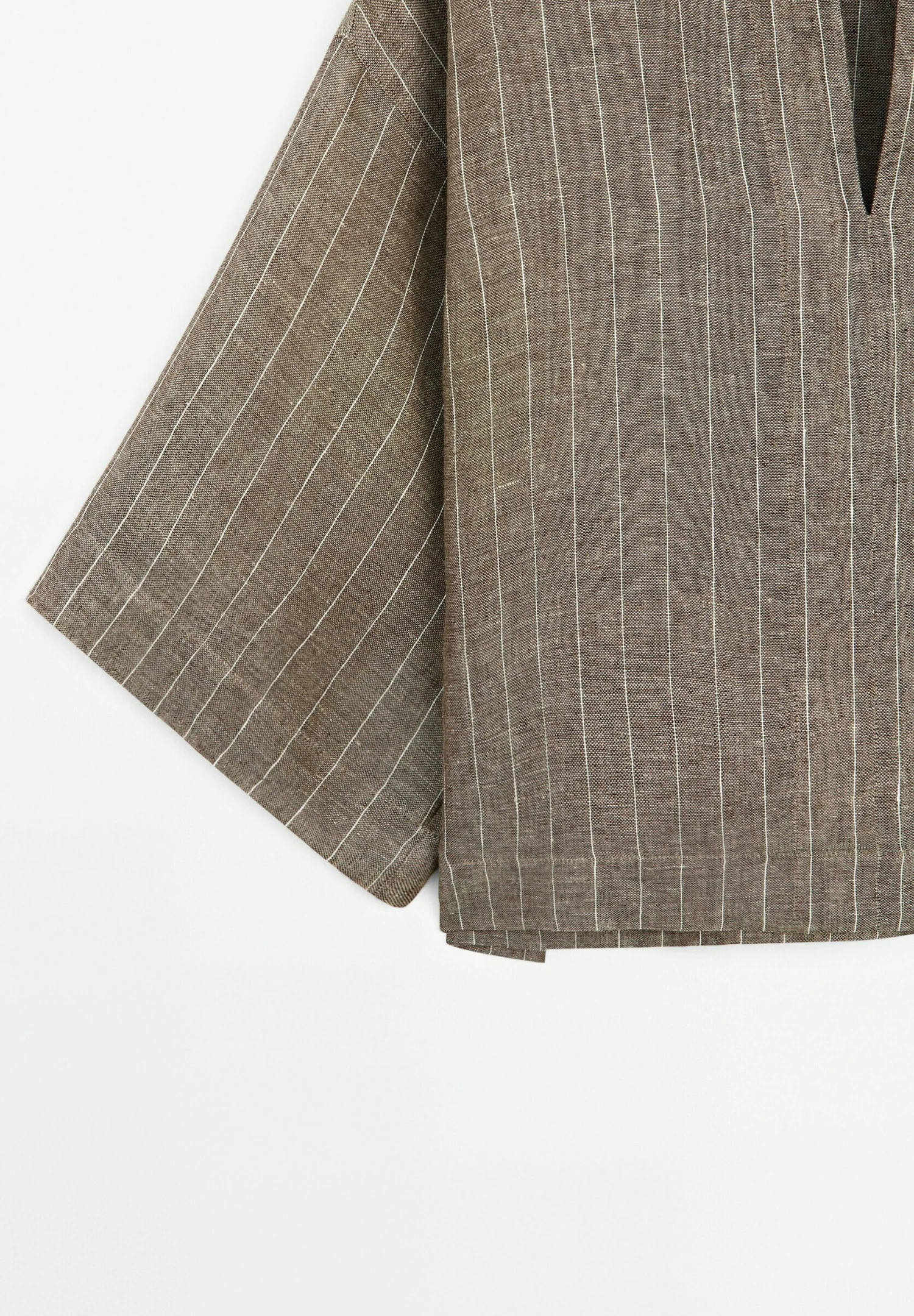 Massimo Dutti STRIPED OPEN NECK GARMENT - Blouse - Mottled Brown 10 Massimo Dutti STRIPED OPEN NECK GARMENT - Blouse - Mottled Brown - Image 8