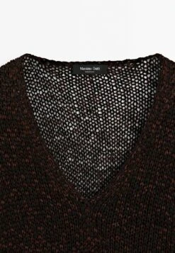 Massimo Dutti MOULINÉ V-NECK - Jumper - Dark Brown -Massimo Dutti Shop cd0f6539feaa48a7abb468c4fd838e05
