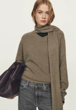 Massimo Dutti WITH SCARF AND POCKET - Jumper - Mottled Dark Green