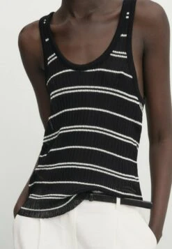 Massimo Dutti Striped Open - Top - Black