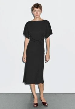 Massimo Dutti MIDI BOAT NECK WITH GATHERED DETAIL - Day Dress - Black -Massimo Dutti Shop cd4e3456c3a44d3a90ce22f0c44998fd