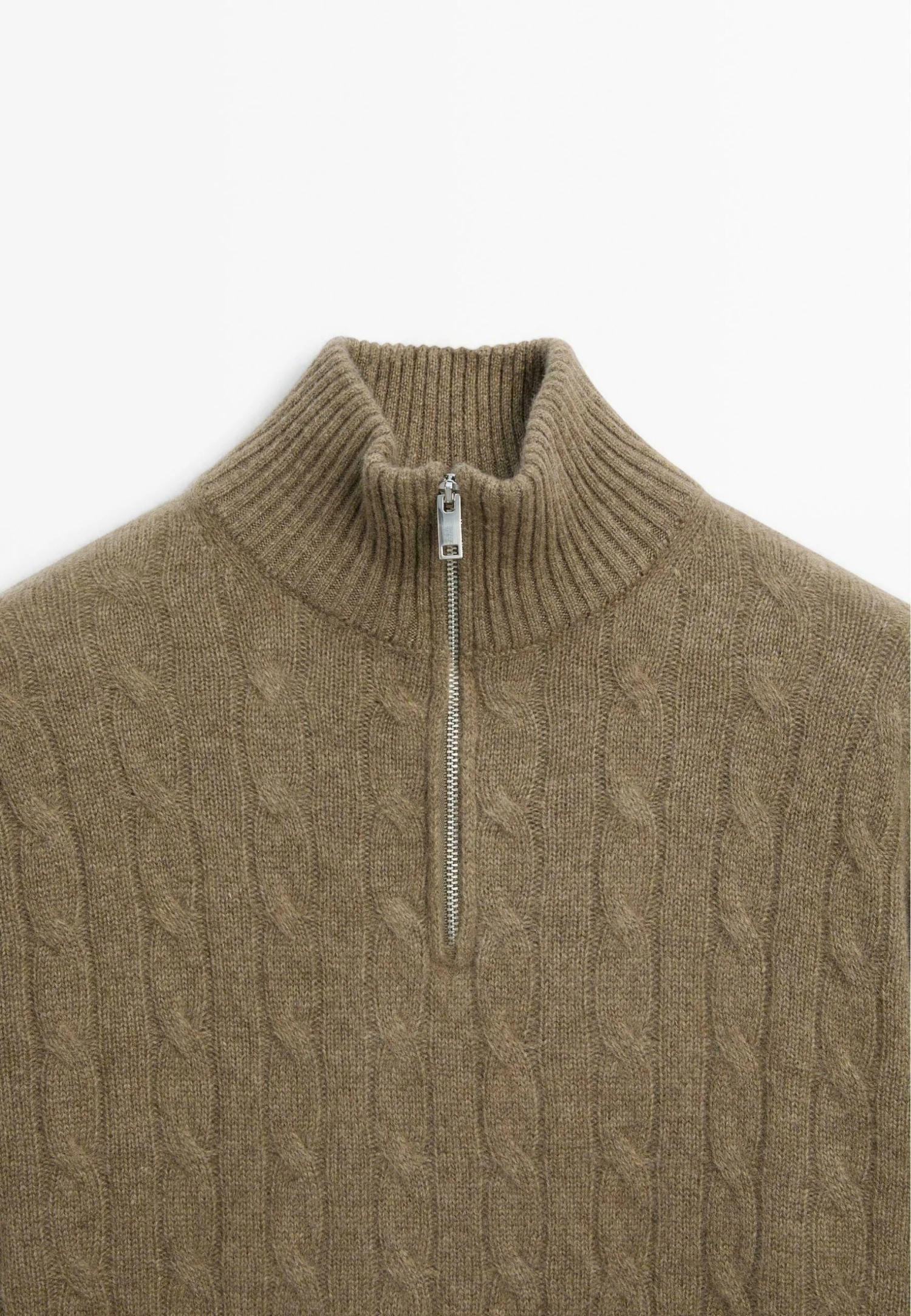 Massimo Dutti HIGH NECK WITH ZIP - Jumper - Mottled Green 10 Massimo Dutti HIGH NECK WITH ZIP - Jumper - Mottled Green - Image 8