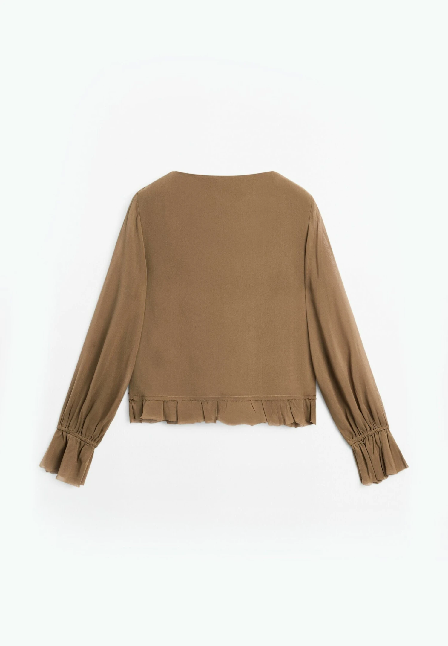 Massimo Dutti TEXTURED GARMENT WITH RUFFLES - Blouse - Khaki 8 Massimo Dutti TEXTURED GARMENT WITH RUFFLES - Blouse - Khaki - Image 6