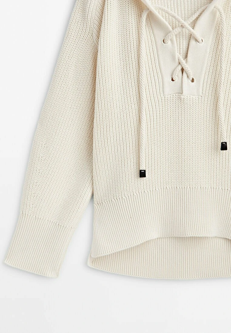 Massimo Dutti Purl With Hood And Drawstrings - Hoodie - Beige 9 Massimo Dutti Purl With Hood And Drawstrings - Hoodie - Beige - Image 7