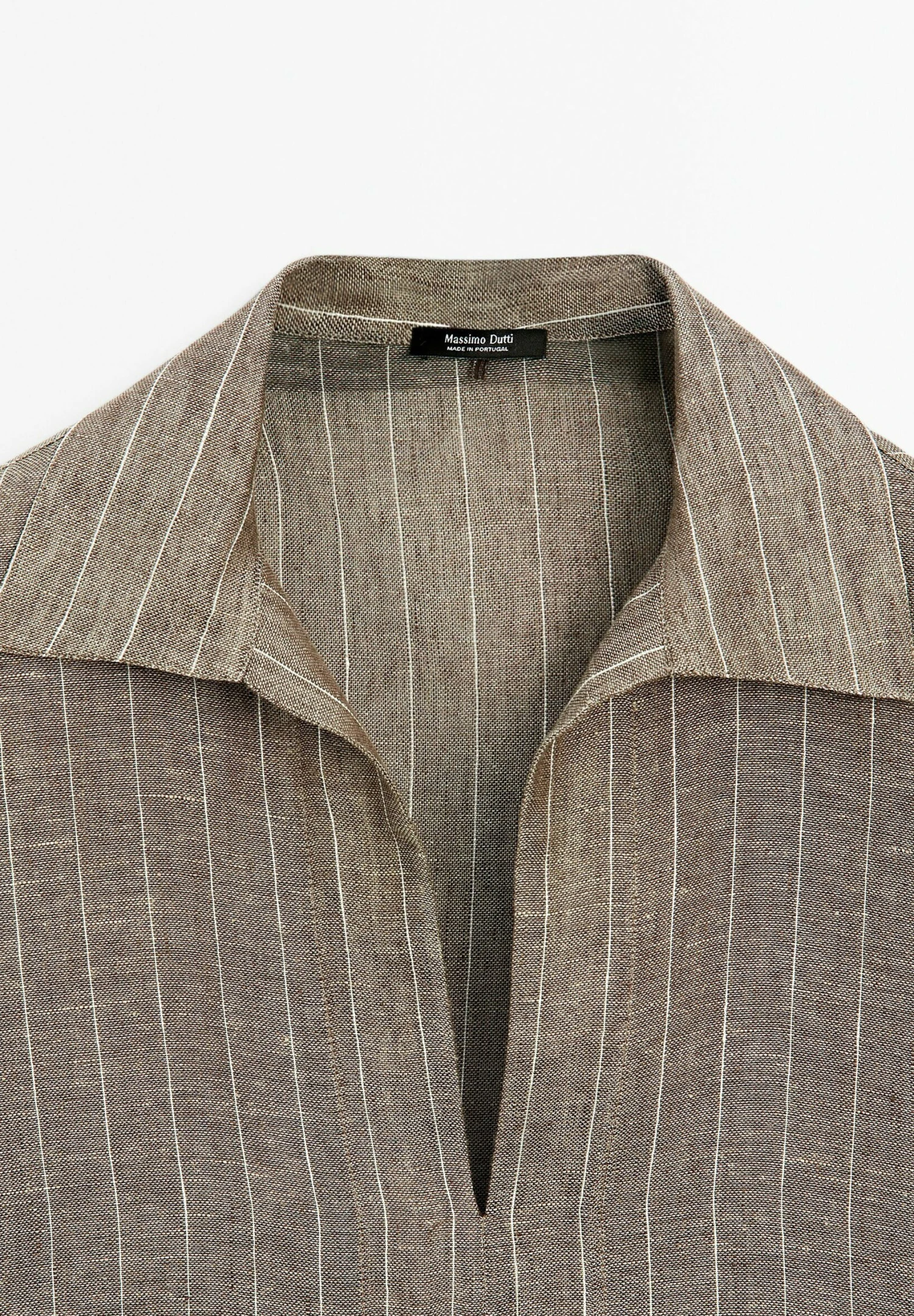 Massimo Dutti STRIPED OPEN NECK GARMENT - Blouse - Mottled Brown 9 Massimo Dutti STRIPED OPEN NECK GARMENT - Blouse - Mottled Brown - Image 7