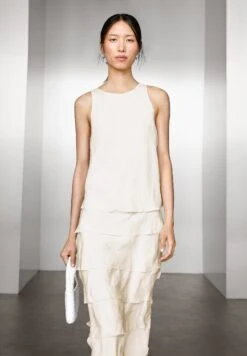 Massimo Dutti LONG FLOWING WITH RUFFLES - Day Dress - Beige