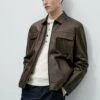 Massimo Dutti With Pockets - Leather Jacket - Dark Brown -Massimo Dutti Shop ce5cddc6c85b4a89b59a56b35a31c2bf