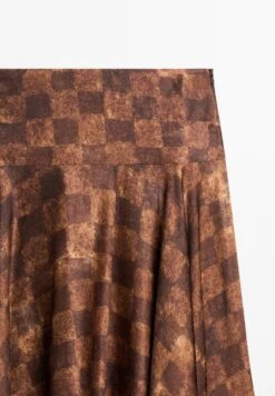 Massimo Dutti CHEQUERED PRINT MIDI - Maxi Skirt - Gold-coloured -Massimo Dutti Shop ce91d6ff73ca42feb991d7d21ad3476d