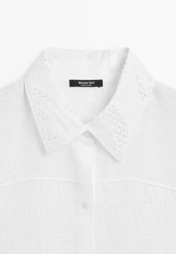 Massimo Dutti GARMENT WITH EMBROIDERED DETAIL - Button-down Blouse - White -Massimo Dutti Shop cee193c263b64141acfc21f602a02459
