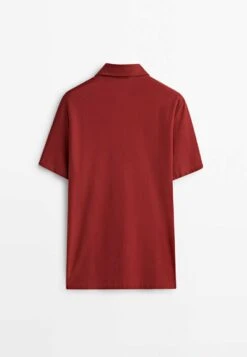 Massimo Dutti Short Sleeve Diagonal Micro - Polo Shirt - Red -Massimo Dutti Shop cf25fd10ea294f05b424f6d7808c29c6