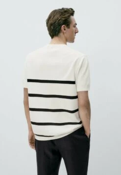 Massimo Dutti Stripe Textured - Print T-Shirt - Beige -Massimo Dutti Shop cfa71d9f8cf241078e5dd1810cd0bdd9