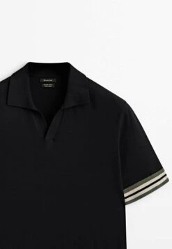 Massimo Dutti Contrast Short Sleeve - Polo Shirt - Black -Massimo Dutti Shop d0518864a49d4d26b902874c65bc08f7