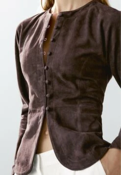 Massimo Dutti SHORT - Blouse - Dark Brown -Massimo Dutti Shop d08d6ea2e0c24f88bfd30581f03ed964