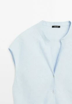 Massimo Dutti FLOWING OPEN NECK - Blouse - Light Blue -Massimo Dutti Shop d0aa0ba2113948fa9a5185680cb7f2ec