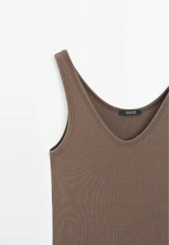 Massimo Dutti RIBBED STRAPPY SLEEVELESS - Top - Brown -Massimo Dutti Shop d0d776e8a32d418daf1f55a03f8a6d06