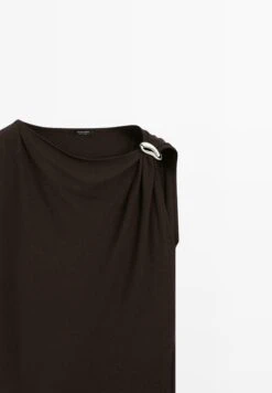 Massimo Dutti DRAPED NECKLINE WITH BROOCH DETAIL - Print T-shirt - Brown -Massimo Dutti Shop d0fc164cce3a4456988325684d434c92
