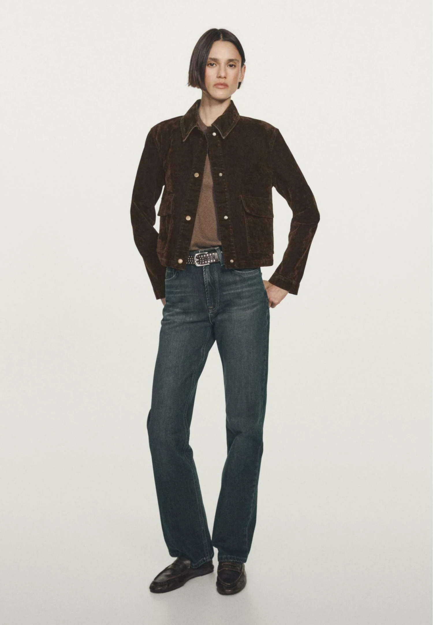 Massimo Dutti SHORT WITH POCKETS AND FINISH - Denim Jacket - Dark Brown 4 Massimo Dutti SHORT WITH POCKETS AND FINISH - Denim Jacket - Dark Brown - Image 2