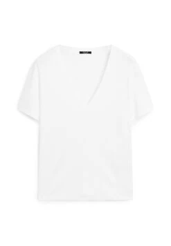 Massimo Dutti FLOWING V-NECK WITH SHORT SLEEVES - Basic T-shirt - Black -Massimo Dutti Shop d12e705bb025400ab9bb4cbb99286eee 1