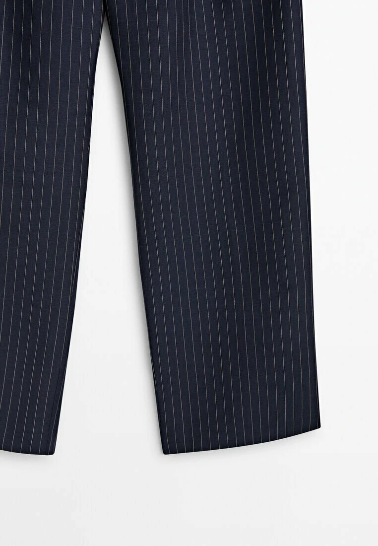 Massimo Dutti Striped With Elasticated Waistband And Darts- Trousers - Dark Blue 7 Massimo Dutti Striped With Elasticated Waistband And Darts- Trousers - Dark Blue - Image 5