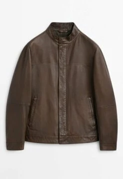 Massimo Dutti Leather Jacket - Brown -Massimo Dutti Shop d1cf9ed4e00a467983ebe694b009bb9a