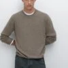 Massimo Dutti CREW NECK LONG SLEEVE - Jumper - Khaki -Massimo Dutti Shop d1ee51d88a7342949a21c516c6fa5d14