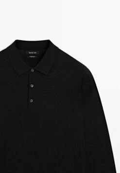 Massimo Dutti MERINO POLO COLLAR LONG SLEEVE - Long Sleeved Top - Black -Massimo Dutti Shop d23b74445d1c4ba09f9c774efb530c36