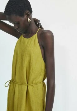 Massimo Dutti Waffle-Texture Halter- Day Dress - Green -Massimo Dutti Shop d23ee7b6f26e40f1a436bf6980c4469f