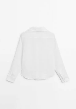 Massimo Dutti OPEN COLLAR LONG SLEEVE - Button-down Blouse - White -Massimo Dutti Shop d24acf758c0a41d99e0d27dce88957b3