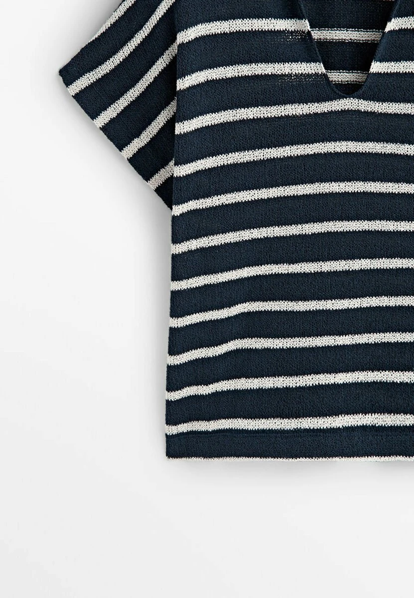 Massimo Dutti Blend Striped - Polo Shirt - Dark Blue 10 Massimo Dutti Blend Striped - Polo Shirt - Dark Blue - Image 8