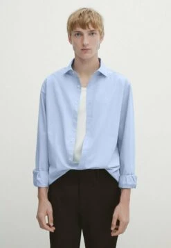 Massimo Dutti Barré Extra-Fine- Shirt - Light Blue