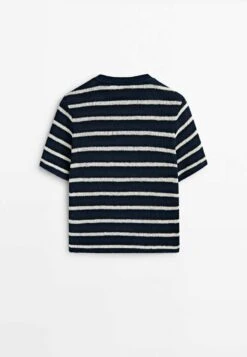 Massimo Dutti Textured Striped Blend - Print T-Shirt - Dark Blue 17 Massimo Dutti Textured Striped Blend - Print T-Shirt - Dark Blue -Massimo Dutti Shop d2a4a50458e745a198ab51cab978b0cf