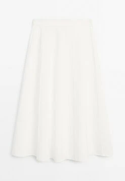 Massimo Dutti FLARED MIDI WITH SEAM DETAILS - A-line Skirt - White -Massimo Dutti Shop d2b6df68849440188228225a323abe64