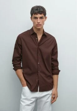 Massimo Dutti SLIM FIT STRETCH - Shirt - Dark Brown