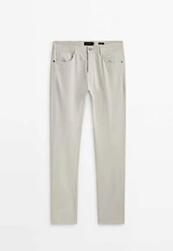 Massimo Dutti Slim Fit Textured Effect - Trousers - Beige -Massimo Dutti Shop d2e9750a66c946ebbda53b105fa37cb1