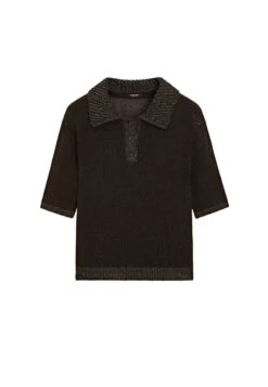 Massimo Dutti CONTRAST COLLAR WITH SHORT SLEEVES - Polo Shirt - Mottled Dark Brown -Massimo Dutti Shop d31ec930ecce421e9fb399090337003f