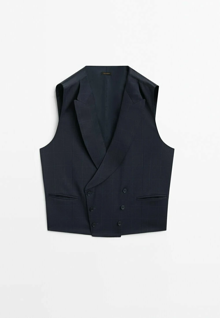 Massimo Dutti Windowpane Check - Suit Waistcoat - Blue 12 Massimo Dutti Windowpane Check - Suit Waistcoat - Blue - Image 10