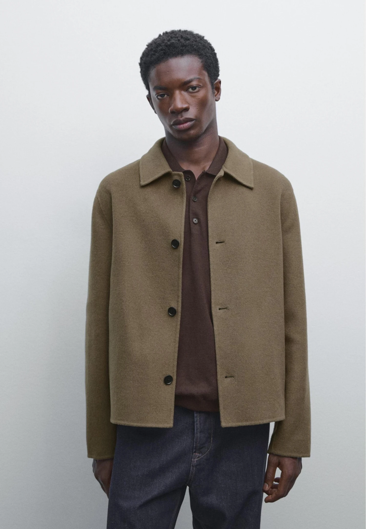 Massimo Dutti BUTTONED SHIRT COLLAR WITH SIDE POCKETS - Summer Jacket - Green 3 Massimo Dutti BUTTONED SHIRT COLLAR WITH SIDE POCKETS - Summer Jacket - Green