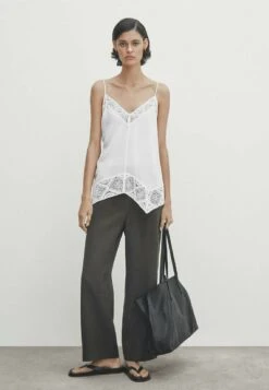 Massimo Dutti Straps With Crochet Detail - Top - White