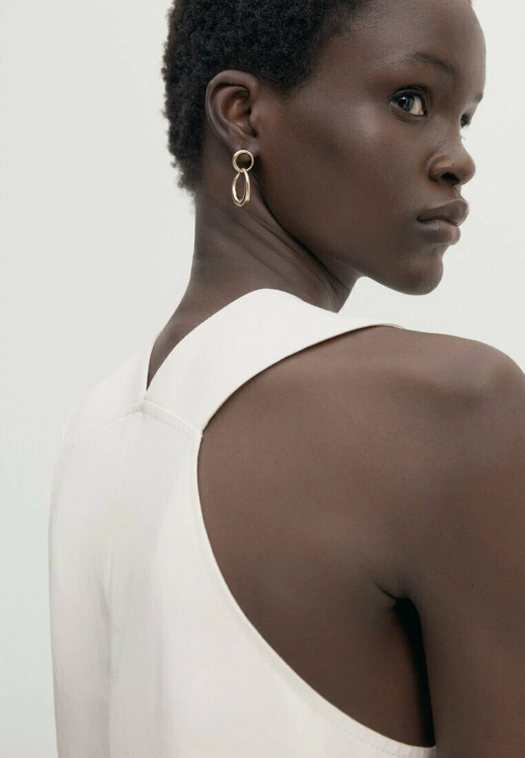 Massimo Dutti Halter Neck Midi - Day Dress - Beige 6 Massimo Dutti Halter Neck Midi - Day Dress - Beige - Image 4