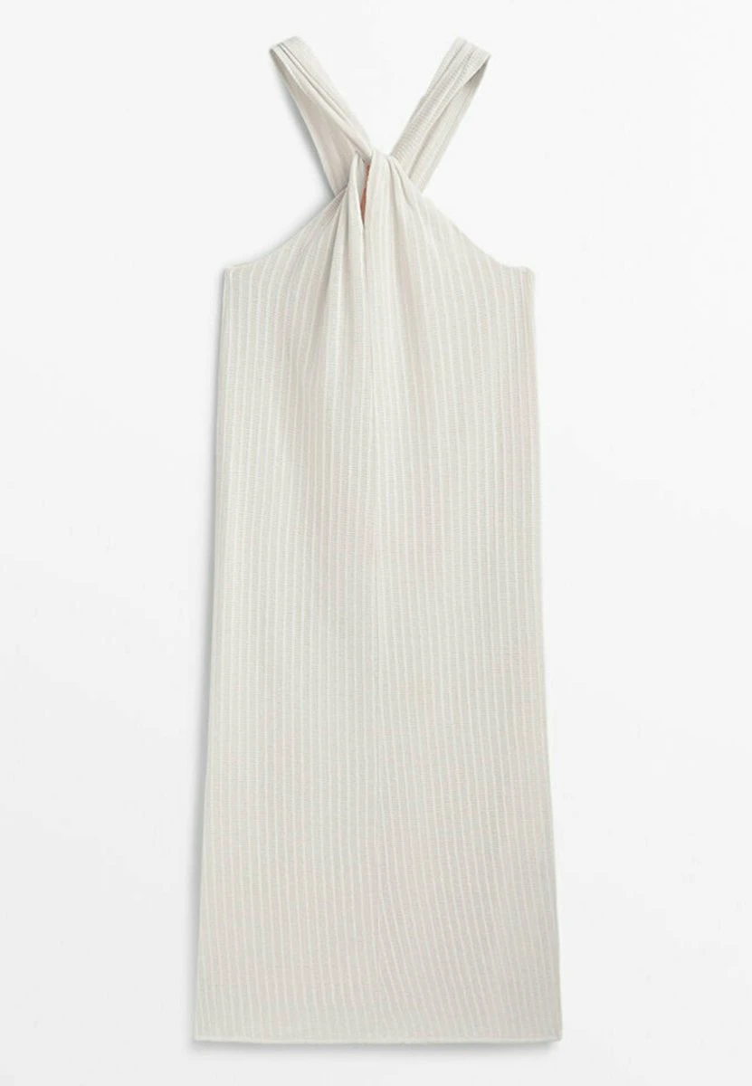 Massimo Dutti Textured With Crossover Strap - Day Dress - Beige 12 Massimo Dutti Textured With Crossover Strap - Day Dress - Beige - Image 10