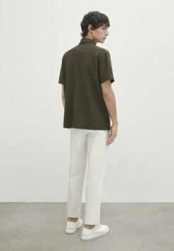 Massimo Dutti Short Sleeve Diagonal Micro - Polo Shirt - Khaki -Massimo Dutti Shop d51309d1bc1b457d99005354e74942ad