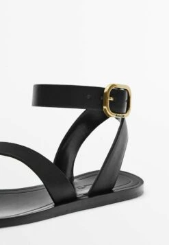 Massimo Dutti Slider With Metallic Piece- T-Bar Sandals - Black -Massimo Dutti Shop d525cbe1cd7449be9bf4ec83631b330f