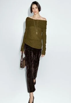 Massimo Dutti MID-RISE WITH DARTS - Wide Leg - Mottled Dark Brown -Massimo Dutti Shop d55400e6e01f4fb48d3b3f3e268c4346