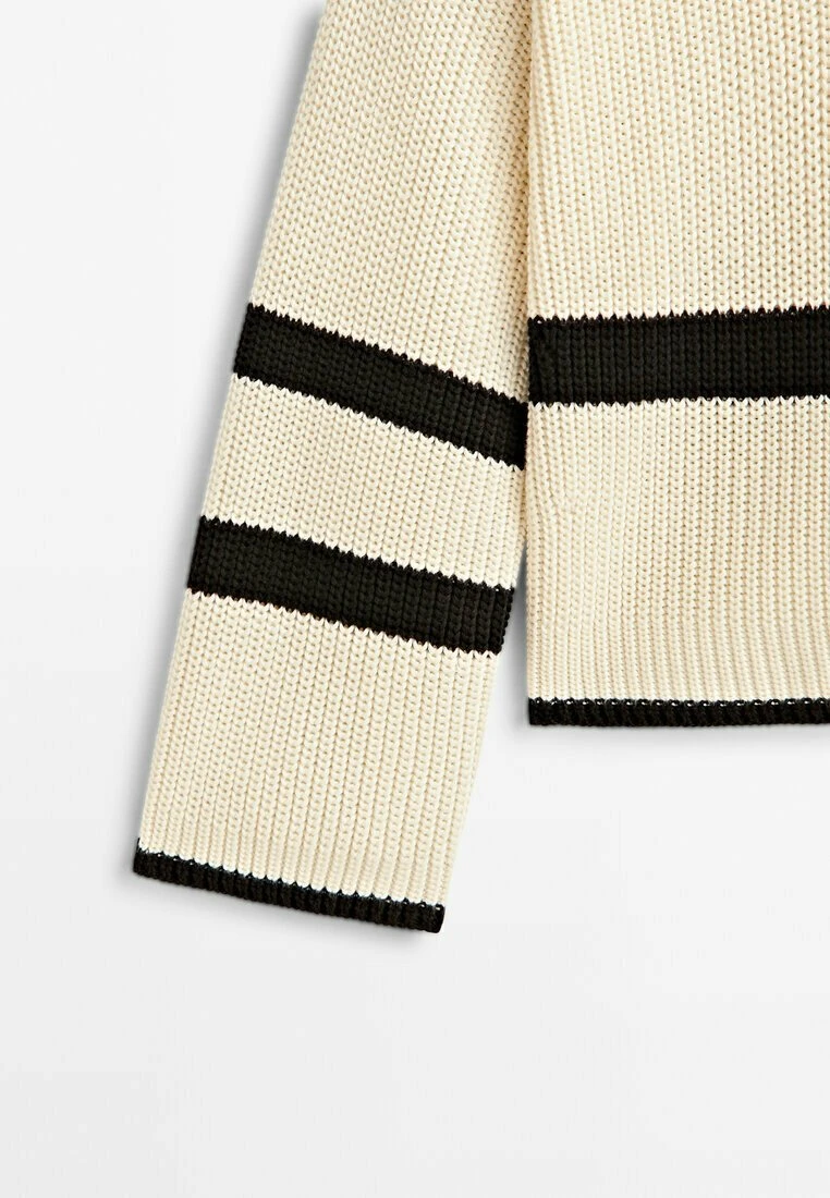 Massimo Dutti Striped With Polo Collar - Jumper - Beige 10 Massimo Dutti Striped With Polo Collar - Jumper - Beige - Image 8