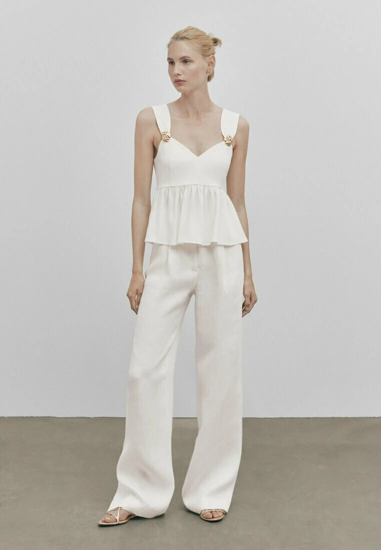 Massimo Dutti Studio - Peplum With Rhinestone Detail- Top - Beige 4 Massimo Dutti Studio - Peplum With Rhinestone Detail- Top - Beige - Image 2