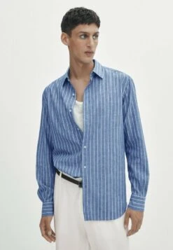 Massimo Dutti Soft Wash Striped - Shirt - Blue